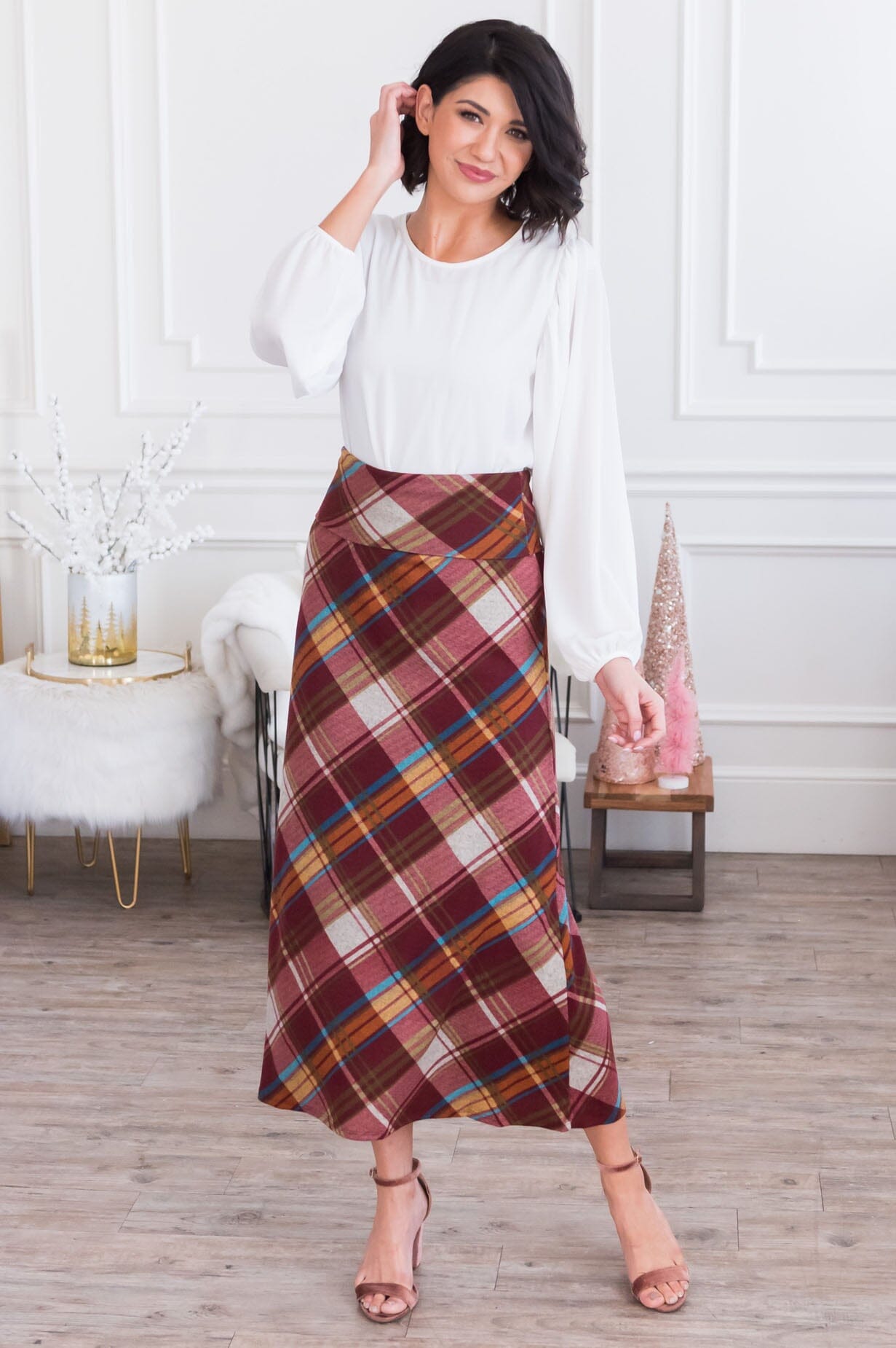 Forever Faithful Modest Plaid Maxi Skirt