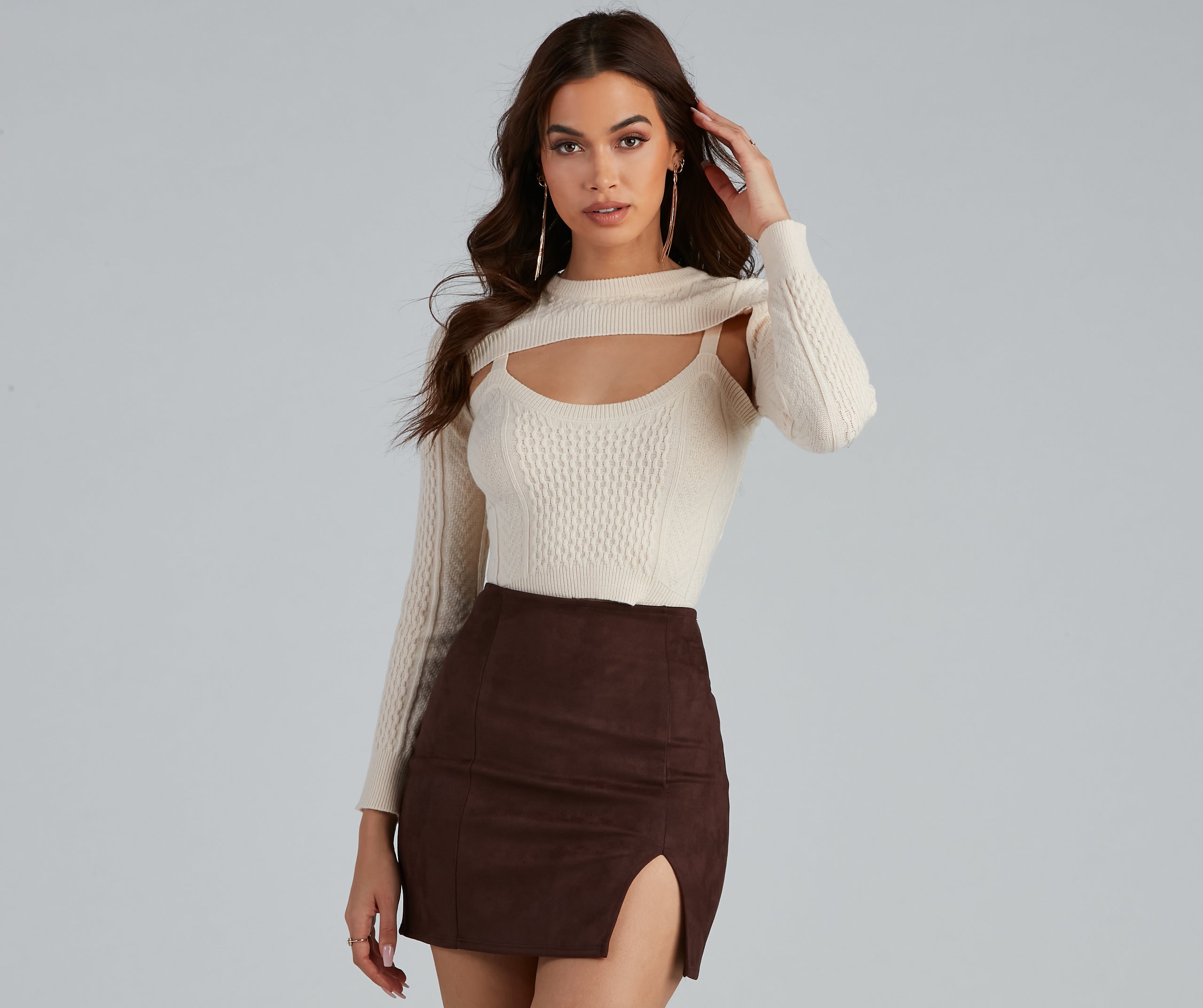 Keeping Knit Trendy Cable Knit Top