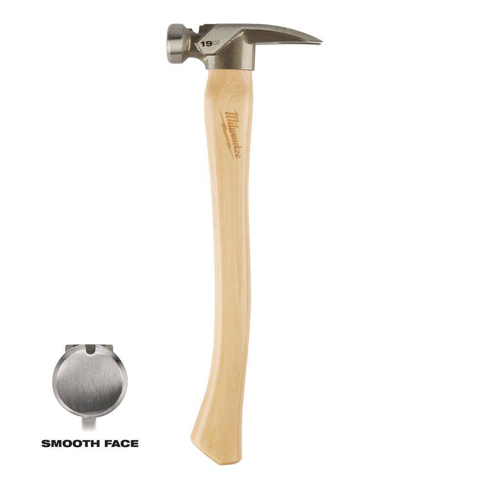 MW 19 oz. Smooth Face Hickory Hammer with Hammer Loop 48-22-9519-48-22-8149