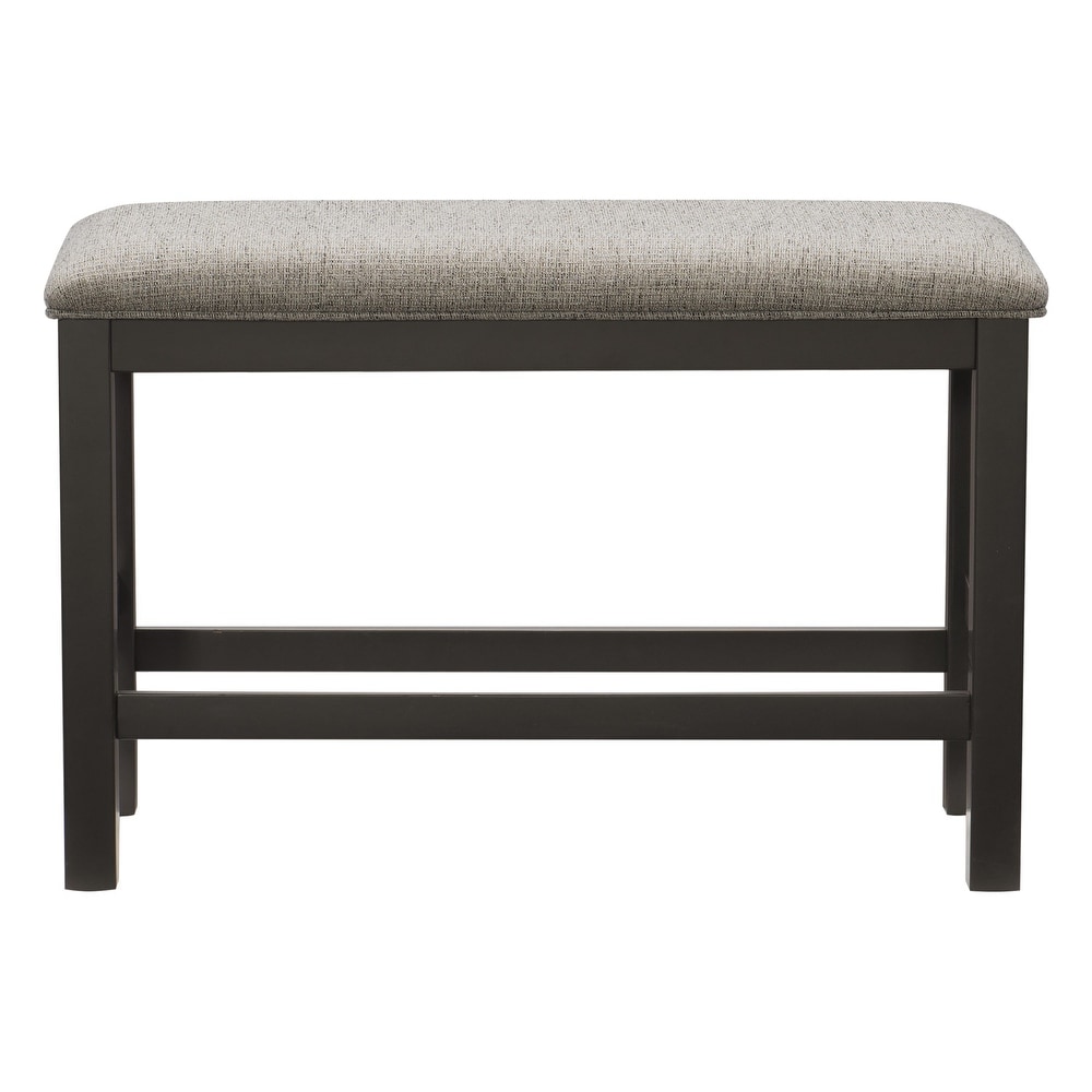 Casual Dining Counter Height Bench 1pc Gunmetal Gray Finished Wood Gray Fabric Covered Padded Seat Modern Furniture