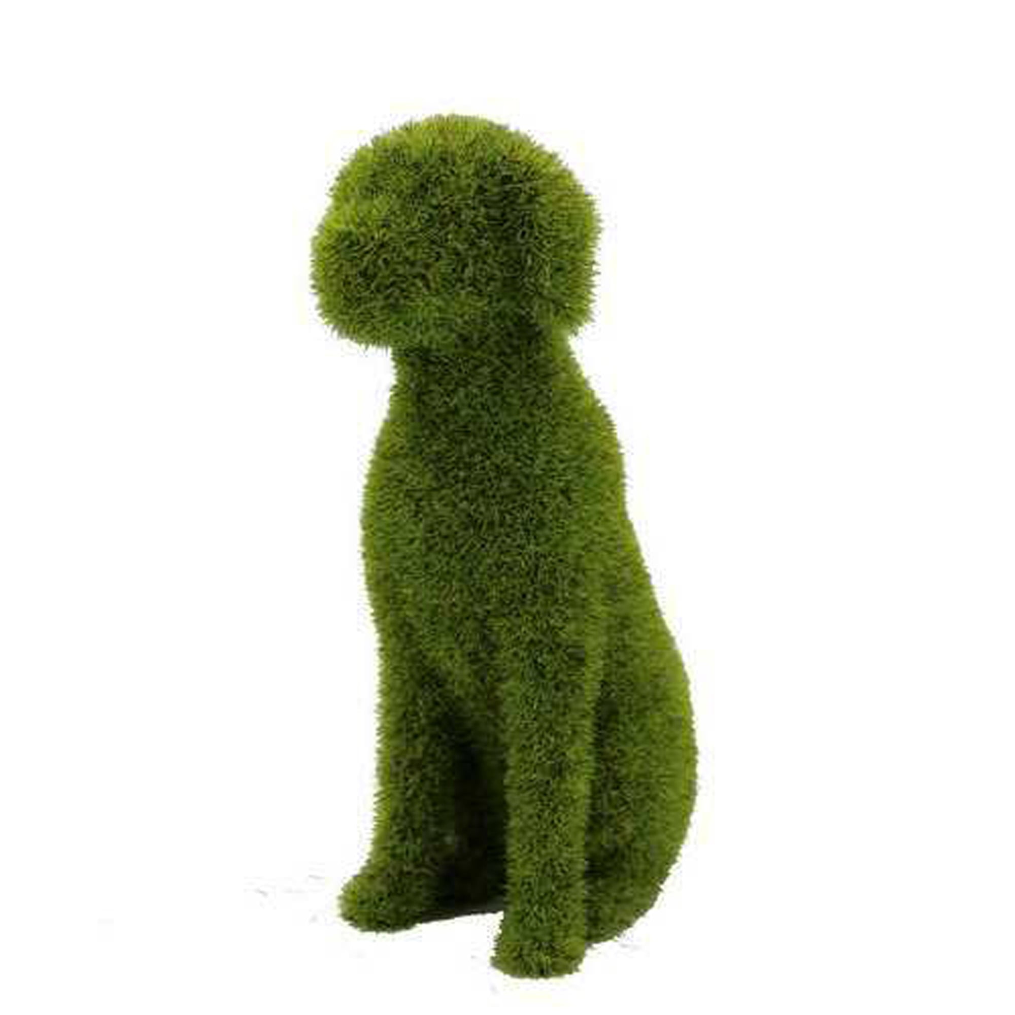 Woshilaocai Decorative Peeding Dog Statues Pet Garden Statue Lifelike Flocking Topiary Dog Outdoor Decor