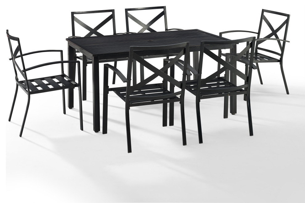 Kaplan 7 Piece Outdoor Dining Set   Contemporary   Outdoor Dining Sets   by Crosley  Houzz