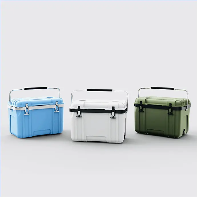 2023 New Arrival High Quality PE/PP/PU 26L Outdoor Picnic Food Insulation Cooler Box Can Customize Color Patterns Ice Box