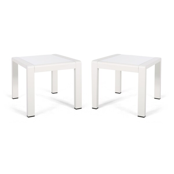 Cape Coral Outdoor Aluminum Side Table (Set of 2) by Christopher Knight Home