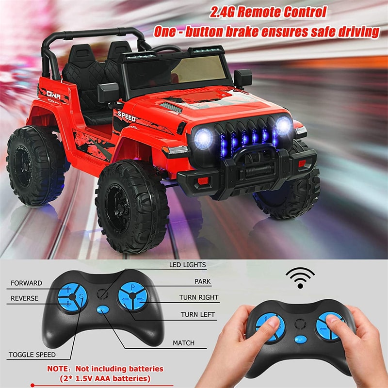 Kids Ride on Jeep Truck 12V Battery Powered Electric Riding Toy Car with 2.4G Remote Control