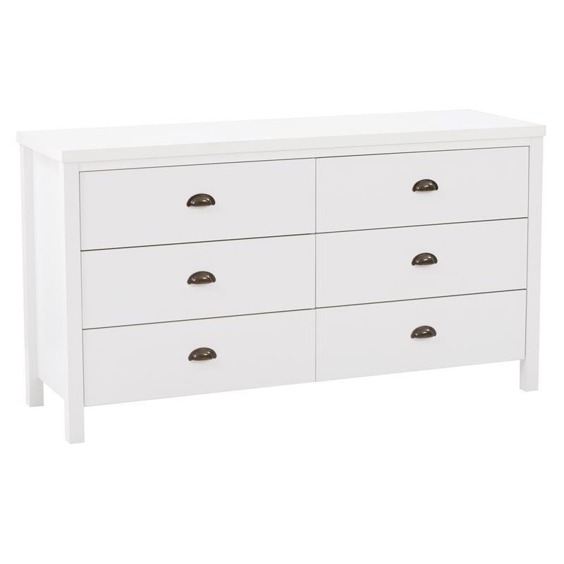 CorLiving Boston 6 Drawer Dresser - White Engineered Wood