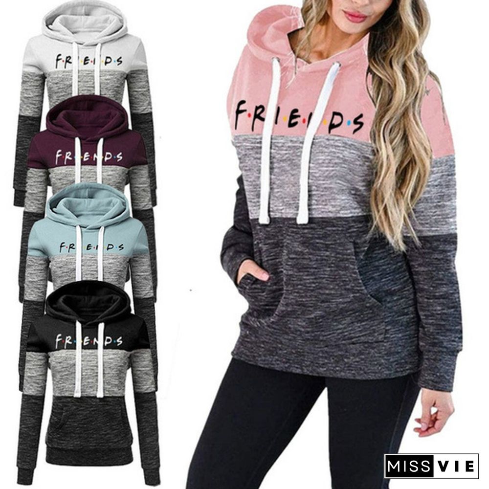 New Fashion Women's Casual Long Sleeve Pullover Sweatshirt Friends Printed Cotton Hoodies Warm Plus Size Tops