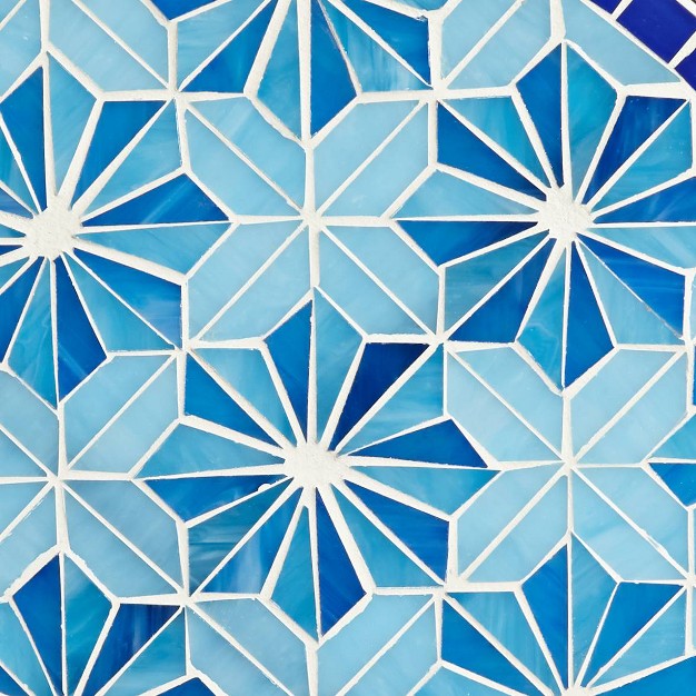 Wide Blue Star Mosaic Tabletop For Front Porch Patio Home House