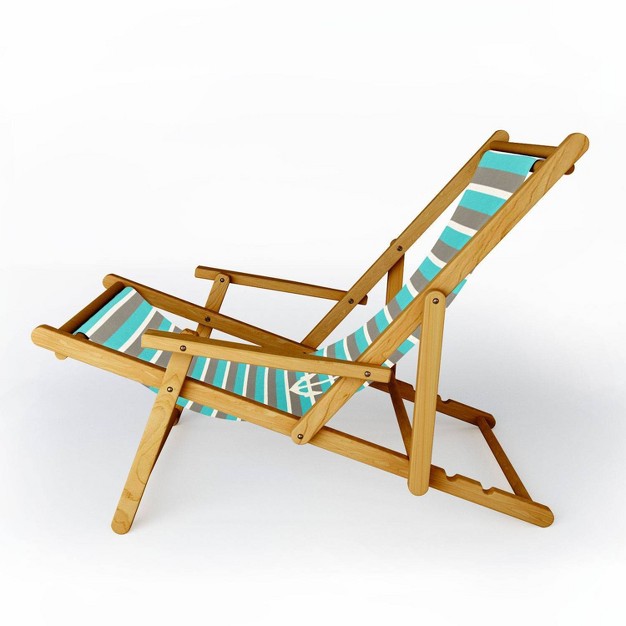 Bianca Anchor Sling Chair Green Deny Designs Uv resistant Water resistant Adjustable Recline Portable Outdoor Seating