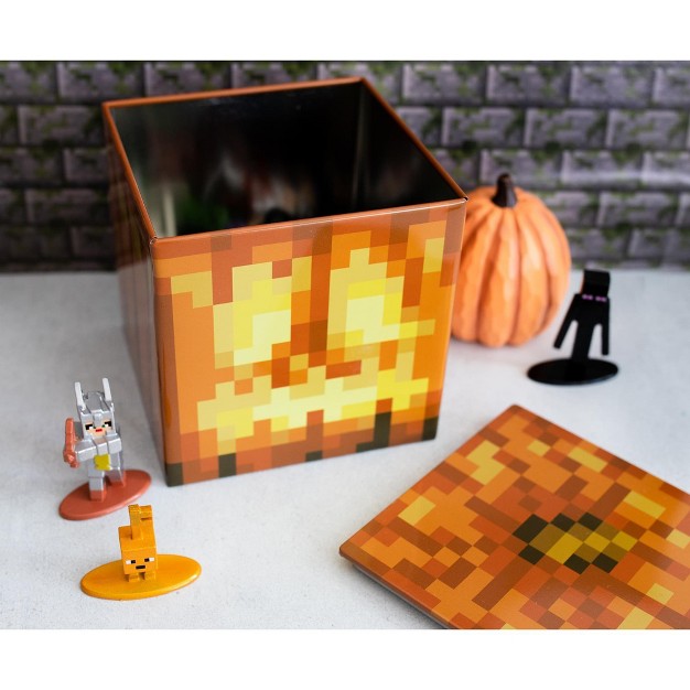 Ukonic Minecraft Jack O x27 lantern Tin Storage Box Cube Organizer With Lid 4 Inches