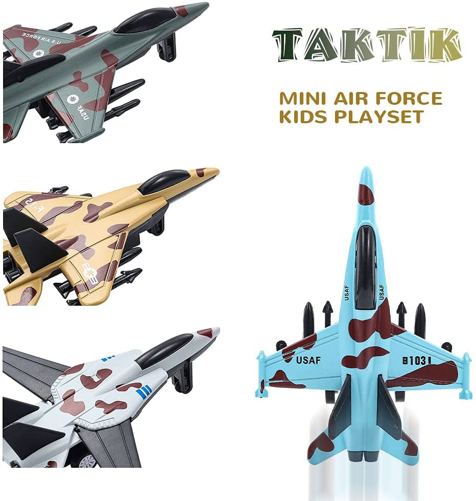 4PCS Diecast Fighter Jets Pullback Airplane Toys Military Plane Fighter Toys Alloy Mini Air Force Kids Playset Birthday Xmas Gifts for Boys and Girls