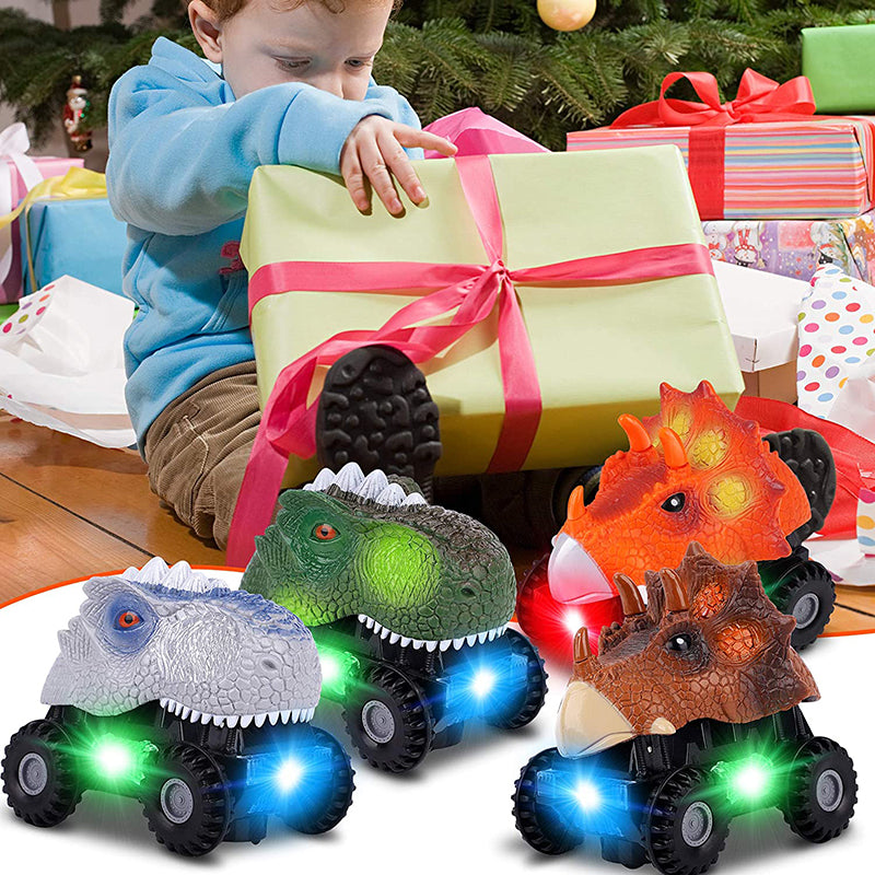 Cooltop Pull Back Cars with  LED and Sound for Kid 3-12 Years Old，  Dinosaur Vehicles Kid-Handled Car Gifts Toys for Christmas， Birthday Gift