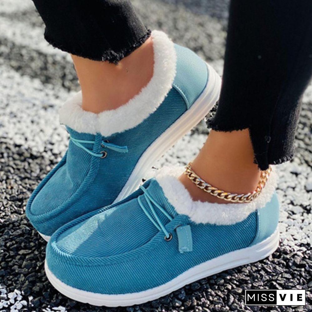 New Women Snow Boots Winter Plus Velvet Thick Flat Loafers Warm Ankle Boots Women's Casual Cotton Shoes Slippers Plus Size Plush Shoes Comfortable Wearing Tenis Feminino