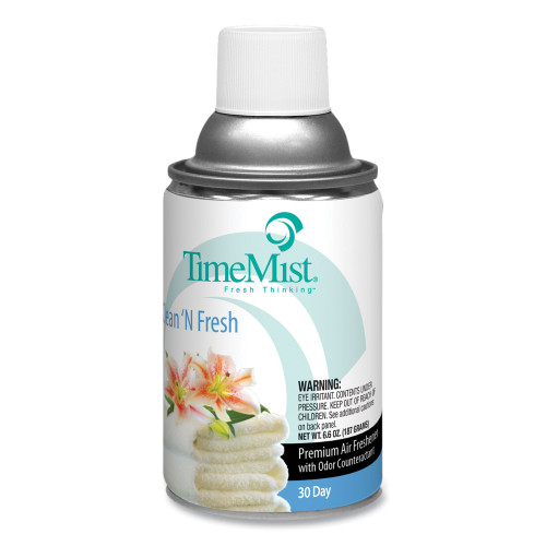 TimeMist Premium Metered Air Freshener Refill， Clean N Fresh， 6.6 oz Aerosol Spray， 12/Carton (1042771)