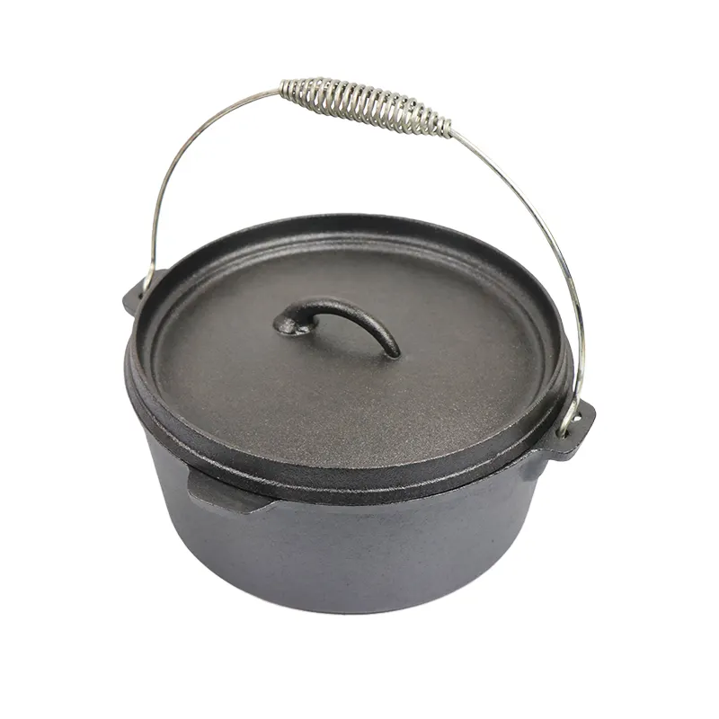 Camping hiking outdoor use fire pot set cast iron dutch oven set