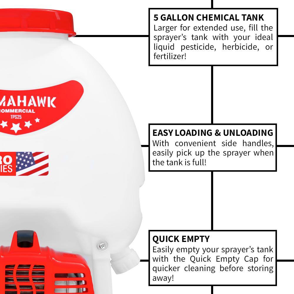 Tomahawk Power 5 Gal. Gas Power Backpack Sprayer with Fogging Attachment for Pesticide Disinfectant and Fertilizer TPS25 + CG