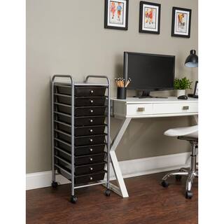 Advantus 10-Drawer Steel File Organizer Cart in Smoke 34007