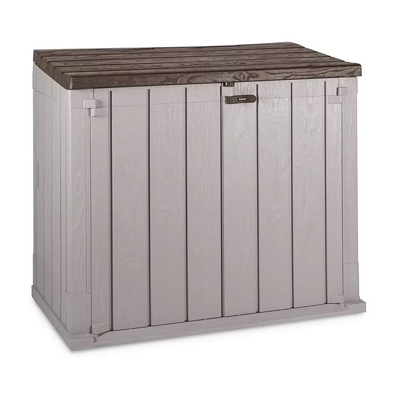 Toomax Stora Way All Weather Outdoor XL 7' x 3.5' Storage Shed Cabinet， Taupe