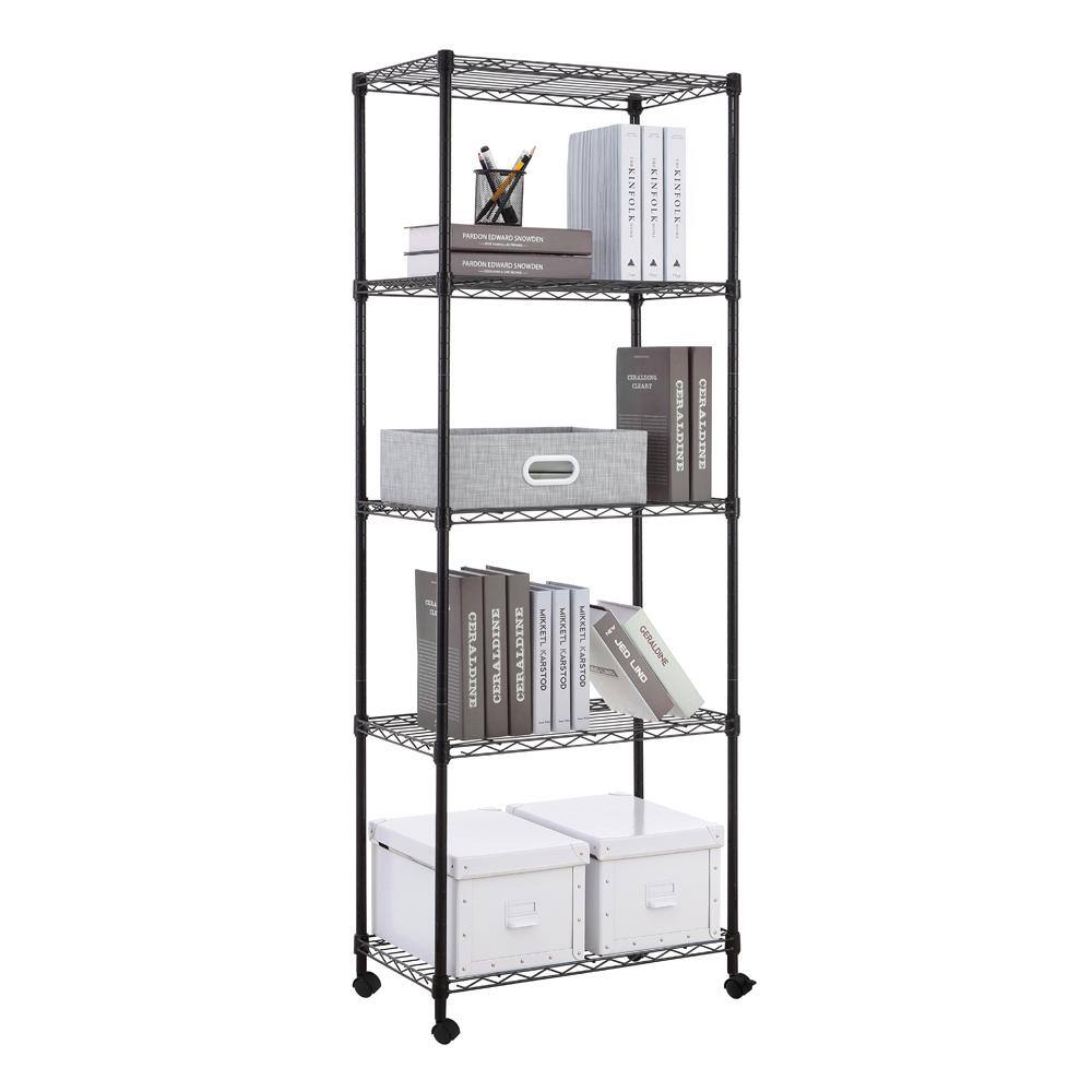 mzg Black Coating 5-Tier Steel Garage Storage Utility Wire Shelving Unit with 4-Casters (14 in. x 30 in. x 59 in.) E3575150OK501AC