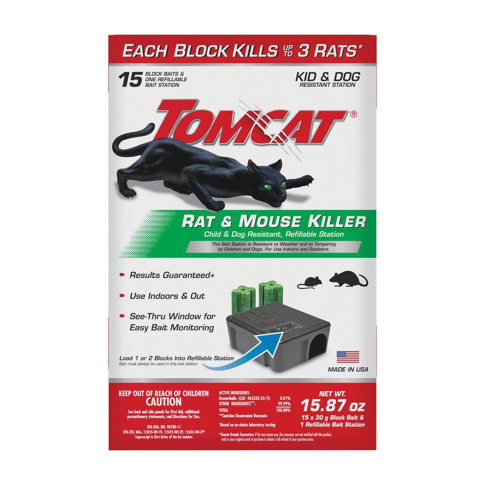 TOMCAT Rat and Mouse Killer Child and Dog Resistant Refillable Station 1 Station with 15 Baits 037091005