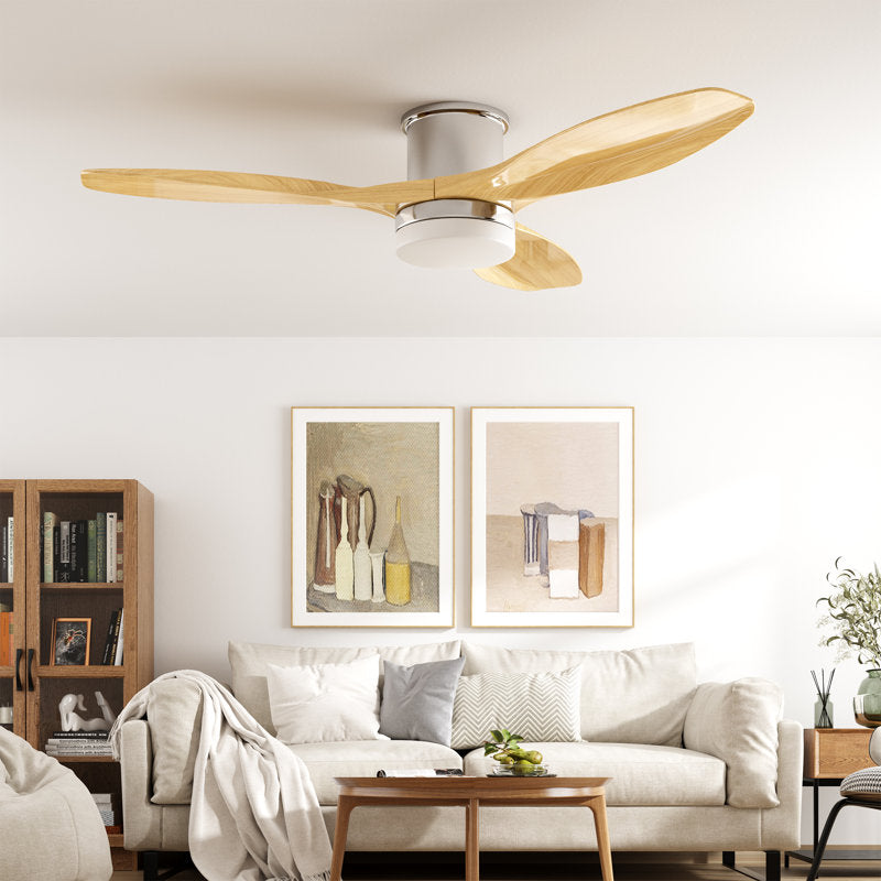 Soges 48 inch Ceiling Fan with Lights, Remote Control 3 ABS Fan Blades Ceiling Fans Noiseless Reversible Motor for Bedroom Living Room, Light Brown