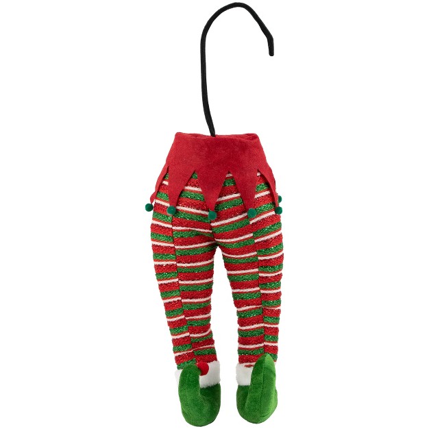 Red And Green Striped Elf Legs Christmas Decoration