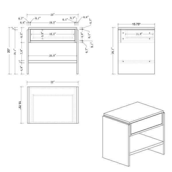 Somette Barry Upholstered Bedroom Set with Bed， Buffet and Lamp Table - - 35807053