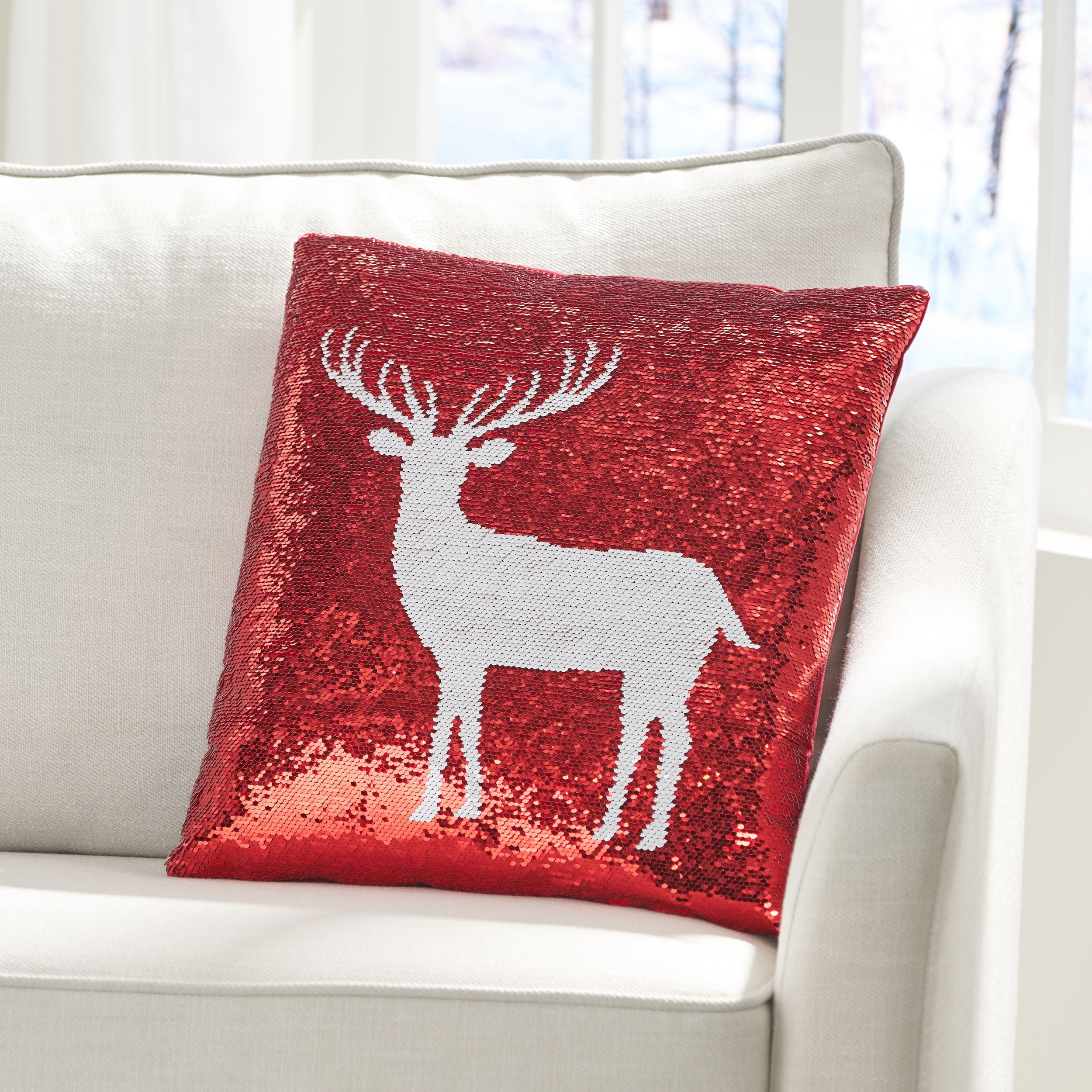 Desota Glam Sequin Christmas Throw Pillow