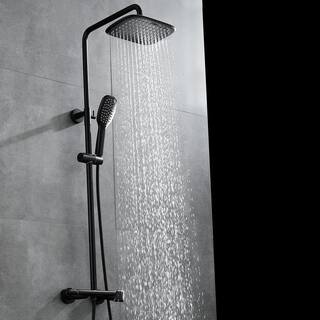 Toject Elsy 2-Spray Patterns with 2.5 GPM 10 in. Wall Mount Dual Shower Heads with Handheld Shower in Matte Black HST1002MB