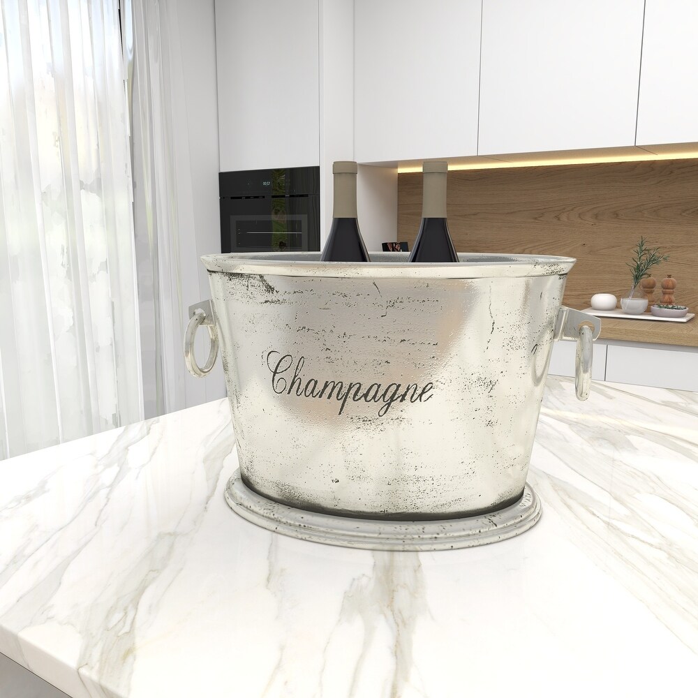 Silver Aluminum Champagne Text Ice Bucket