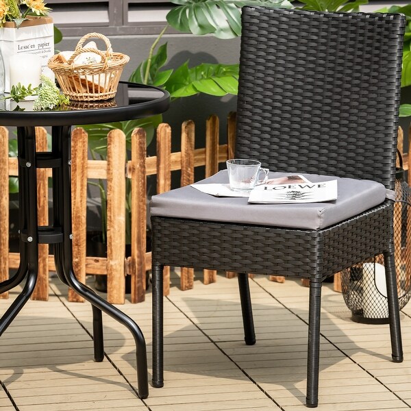 Costway Set of 4 Patio Rattan Wicker Dining Chairs Set Cushioned Seat - See Details