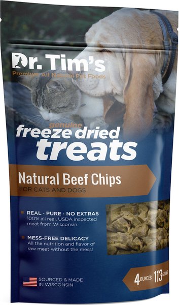 Dr. Tim's Natural Beef Chips Genuine Freeze-Dried Dog and Cat Treats