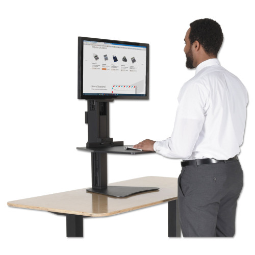 Victor High Rise Standing Desk Workstation， 28w x 23d x 15.5h， Black (DC300)