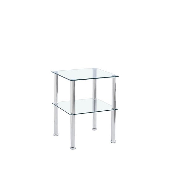 Glass End Table for Living Room 2-Tier Clear Glass Sofa Side Table Small Accent Coffee Table Square Bedside Table