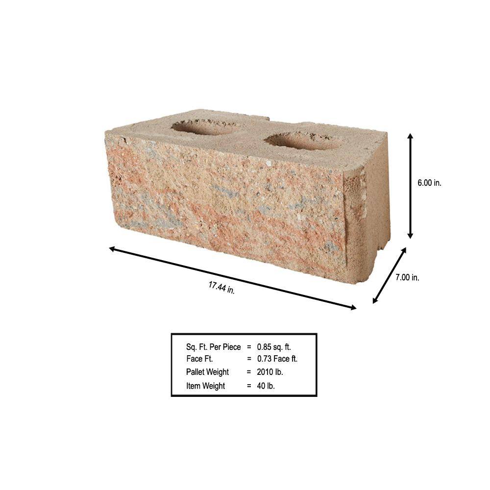 Pavestone RockWall Large 6 in. x 17.5 in. x 7 in. Palomino Concrete Retaining Wall Block (48 Pcs.  34.9 sq. ft.  Pallet) 79881