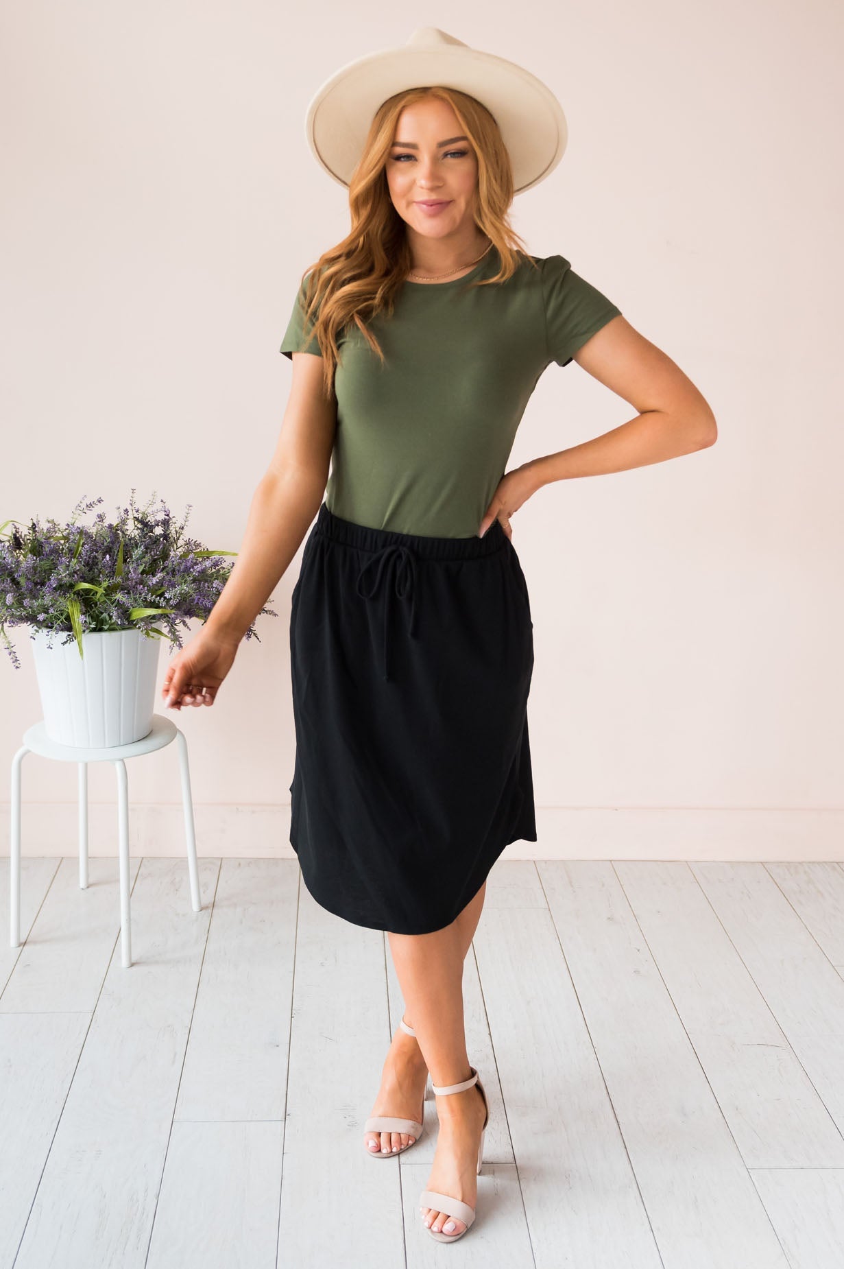 Well Wishes Modest Ribbed Jersey Skirt