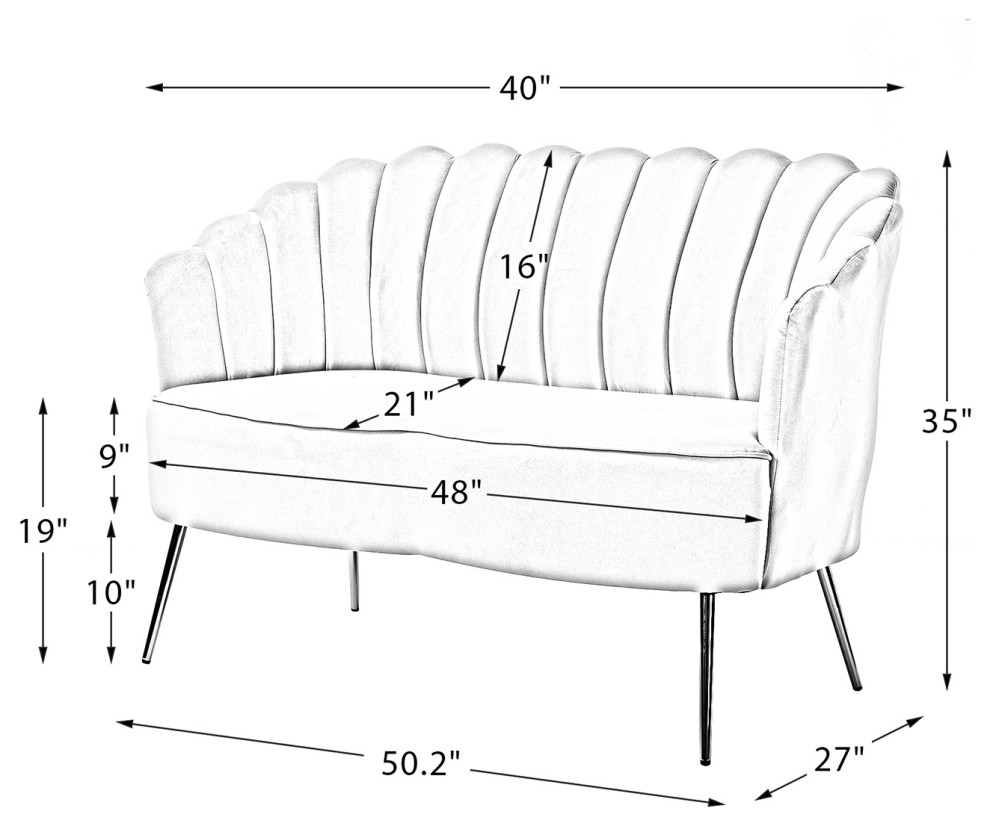 Upholstered 52 quotLoveseat With Tufted Back   Midcentury   Loveseats   by Karat Home  Houzz