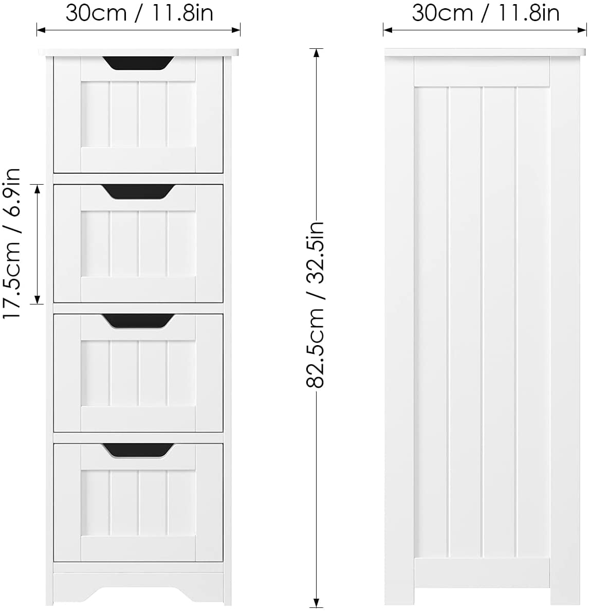 Homfa Modern Bathroom Floor Cabinet with 4 Drawers, Free Standing  Medicine Cabinet Storage Organizer Units for Kitchen Living Room Bedroom, White