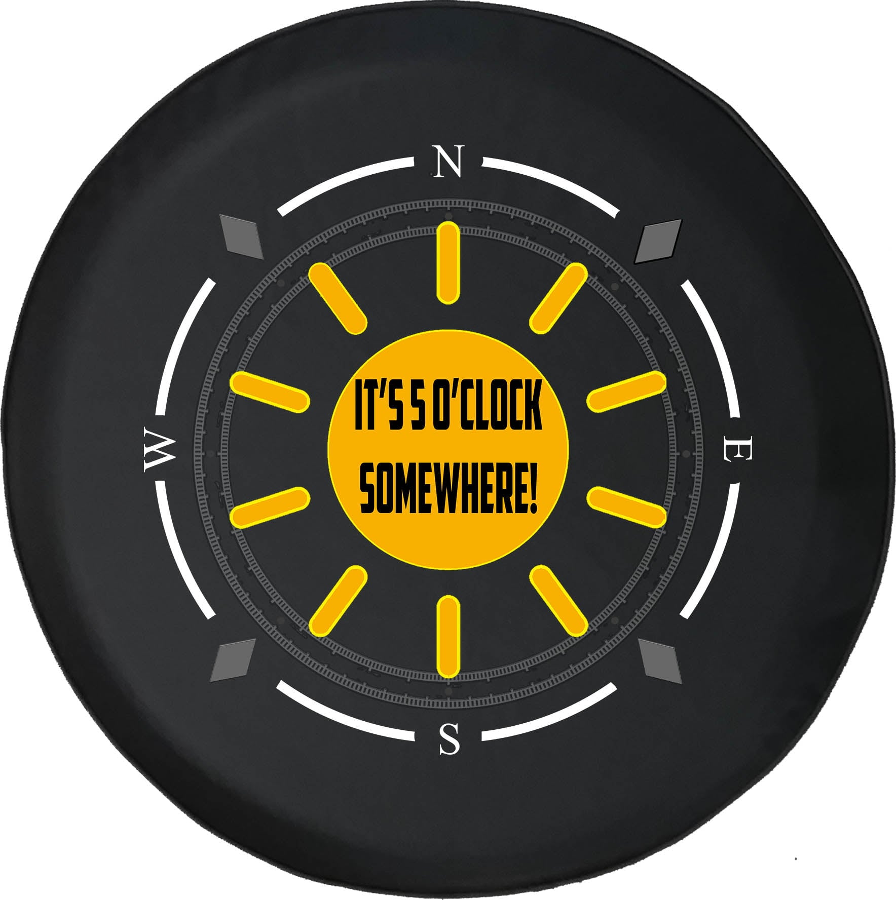 Spare Tire Cover Compass It's 5 O'clock Somewhere Sunshine Wheel Covers Fit for SUV accessories Trailer RV Accessories and Many Vehicles