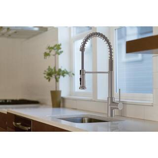 Glacier Bay Lemist Single-Handle Coil Springneck Pull-Down Sprayer Kitchen Faucet in Stainless Steel HDQFP4AF263SS