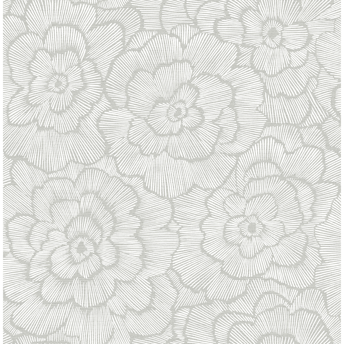 Periwinkle Textured Floral Wallpaper in Light Grey from the Pacifica Collection