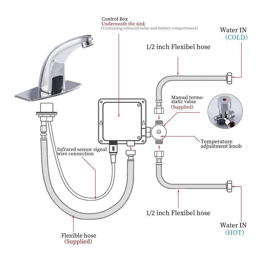 matrix decor Touchless Single Hole Bathroom Faucet in Chrome MDA-918102-C