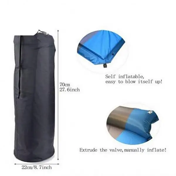 Comfortable double self inflating air sleeping pad for outdoor camping and backpacking