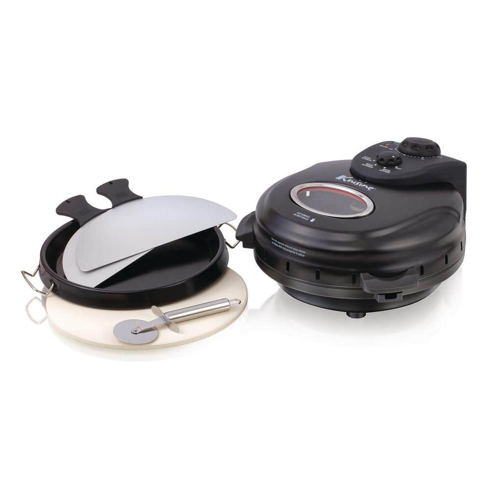 Euro Cuisine 12 in. Black Electric Oven Pizza Maker with Lid PM600