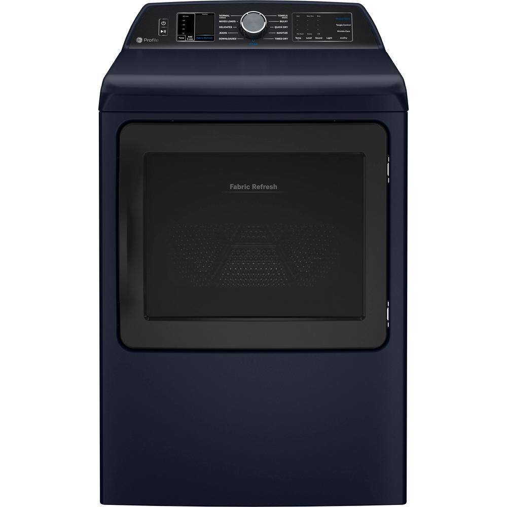 GE Profile Smart 7.3 cu. ft. Electric Dryer in Sapphire Blue with Fabric Refresh Sanitize Steam ENERGY STAR PTD90EBPTRS