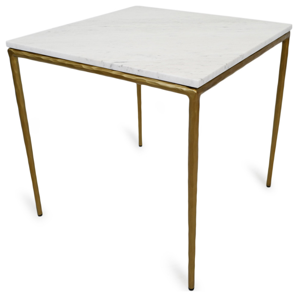 White Marble  ampBrass Finish Side Table   Transitional   Side Tables And End Tables   by Design Mix Furniture  Houzz