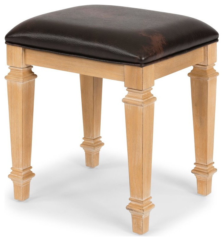 Homestyles Manor House Wood Vanity Bench in Brown   Traditional   Vanity Stools And Benches   by Homesquare  Houzz