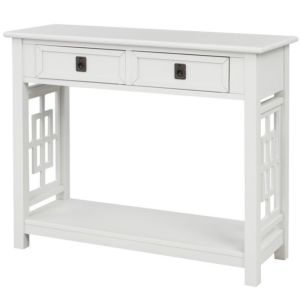 Merax Entryway Accent Console Table with 2 Drawers and Bottom Shelf