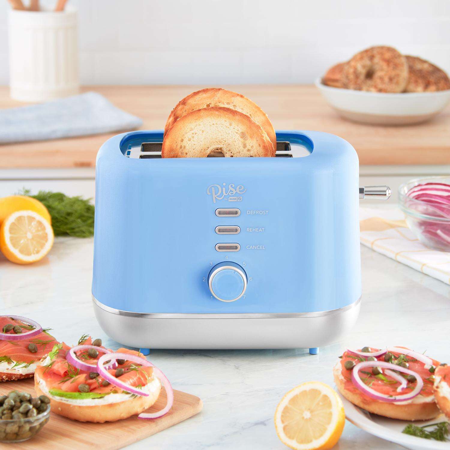 Rise by Dash Plastic Blue 2 slot Toaster 7.4 in. H X 7.2 in. W X 11.1 in. D