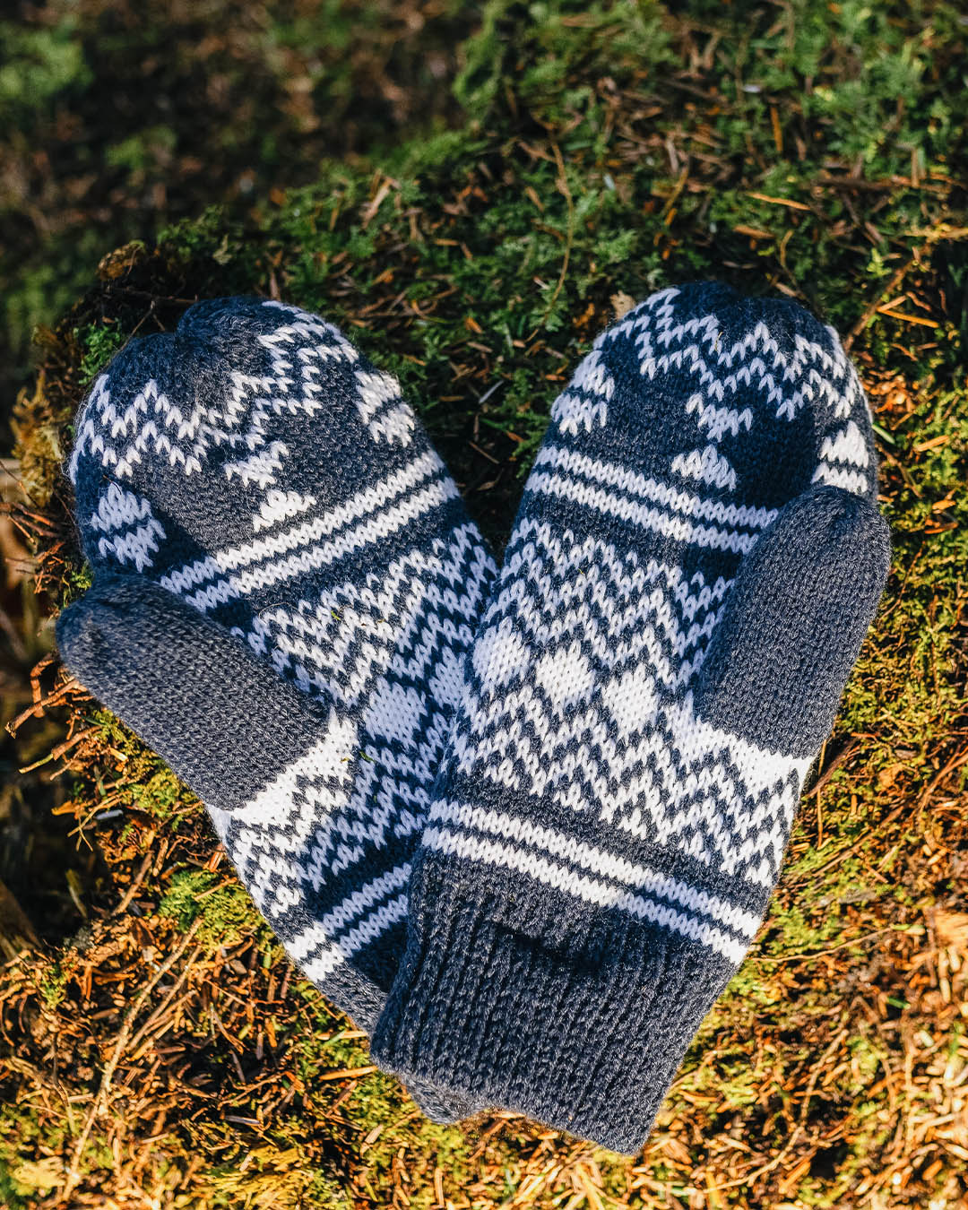 Powder Fleece Lined Recycled Acrylic Mittens - Rich Navy